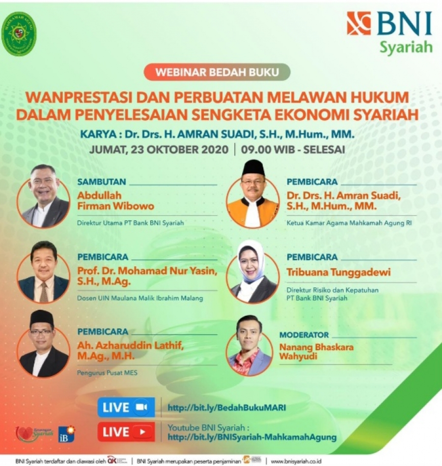 PTA SULTRA IKUTI WEBINAR BEDAH BUKU WANPRESTASI DAN PERBUATAN MELAWAN HUKUM DALAM PENYELESIAN SENGKETA EKONOMI SYARIAH SECARA VIRTUAL