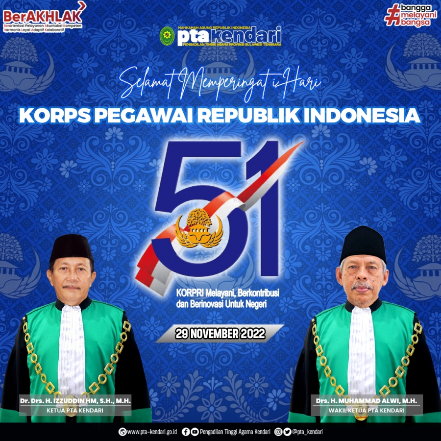 Selamat Hari Korps Pegawai Republik Indonesia (KORPRI) Ke 51 (29/11/2022)